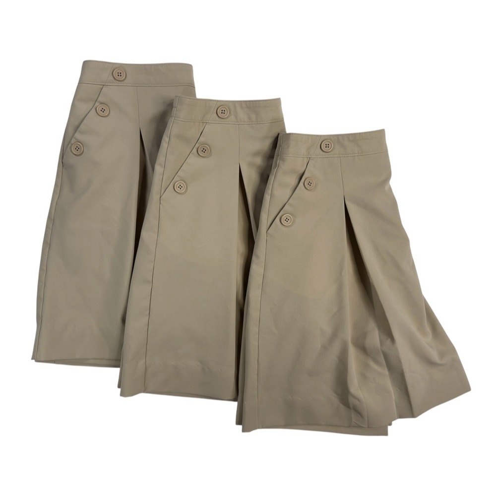 3 Set Nautica School Uniform Skort Girls 20.5 Plus Khaki Tan Pleated Excellent